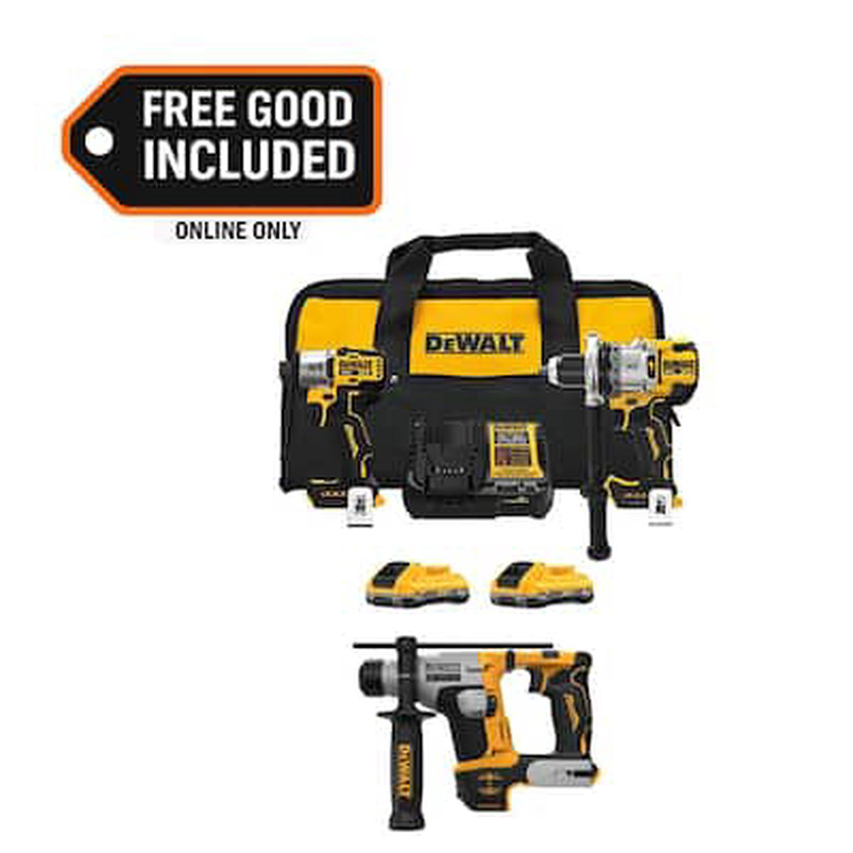 20-Volt MAX Lithium-Ion Cordless 2-Tool Combo Kit and 58 in SDS Plus Hammer Drill w (2) 4 Ah Batteries Charger 038 Bag