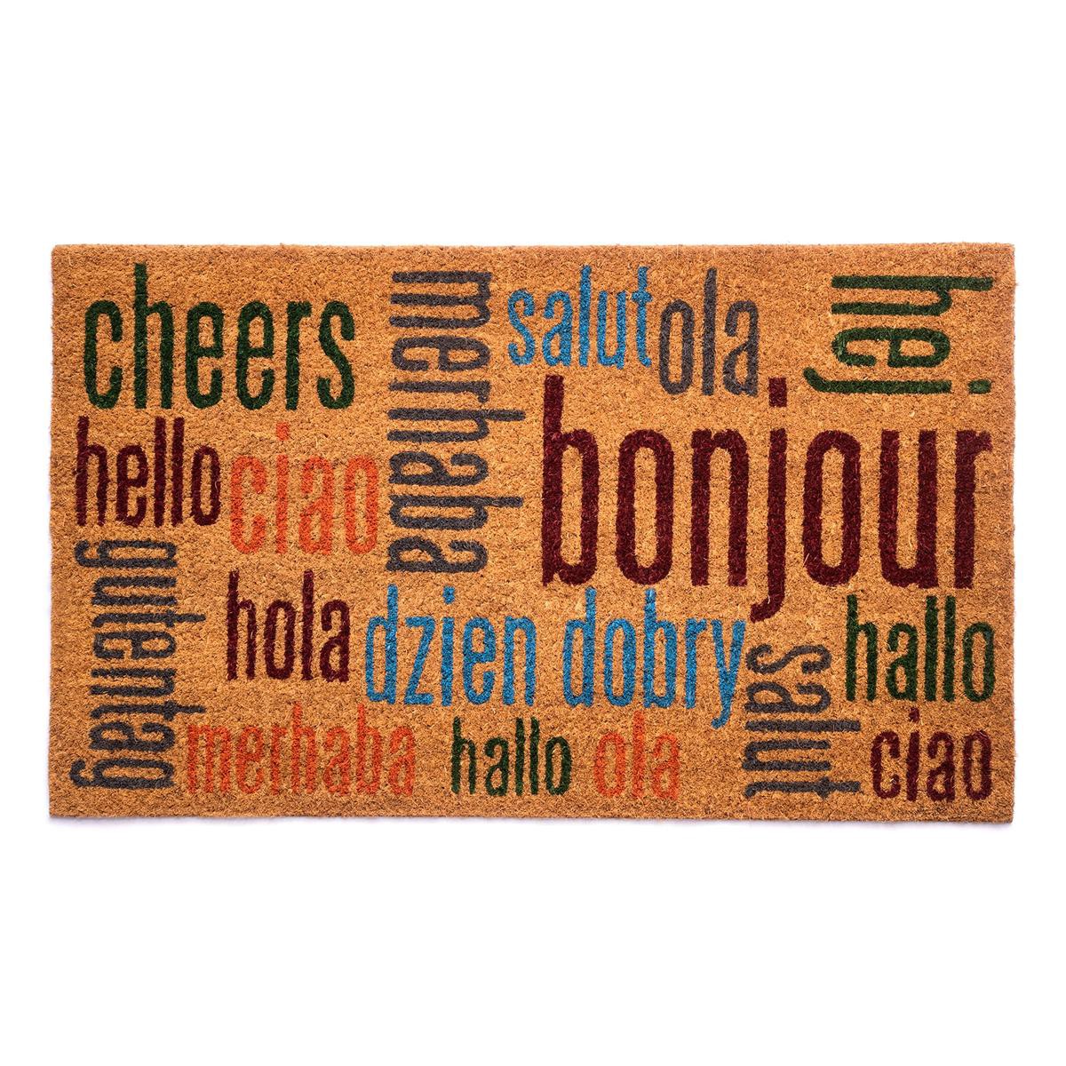 Notrax C12S1830HW Notrax Multi-Lingual Hello Vinyl-Backed Natural Coir Doormat Entry Mat for Indoor or Outdoor Use 188221x308221 C12 (C12S1830HW)