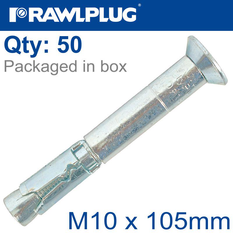 RAWLPLUG R-SPL SAFETY PLUS - COUNTERSUNK M10X105MM X50 PER BOX RAW R-SPL-C-10105-25