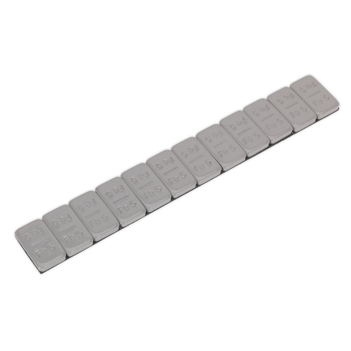 Sealey Plastic Coated Zinc Plated Steel Adhesive Wheel Weight 5g Strip of 12 - Pack of 100 - WWSA5PC