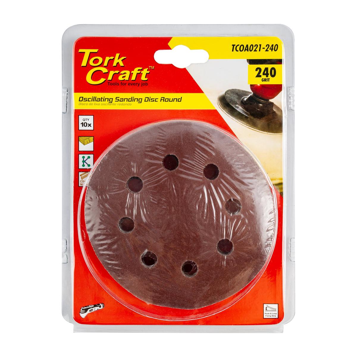 Tork Craft Oscillating Sandpaper A/O 115mm 10pc Round 240 Grit
