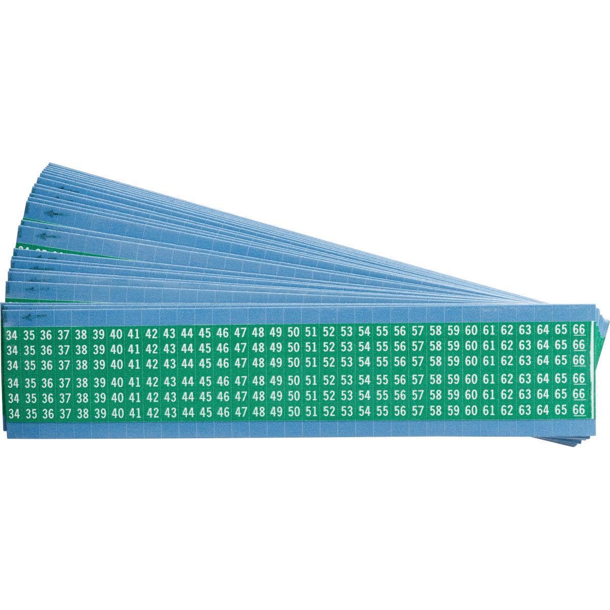 Brady Consecutive Numbers on Color Backgrounds Wire Markers | White on Green | 6.35 mm x 38.10 mm | 112124