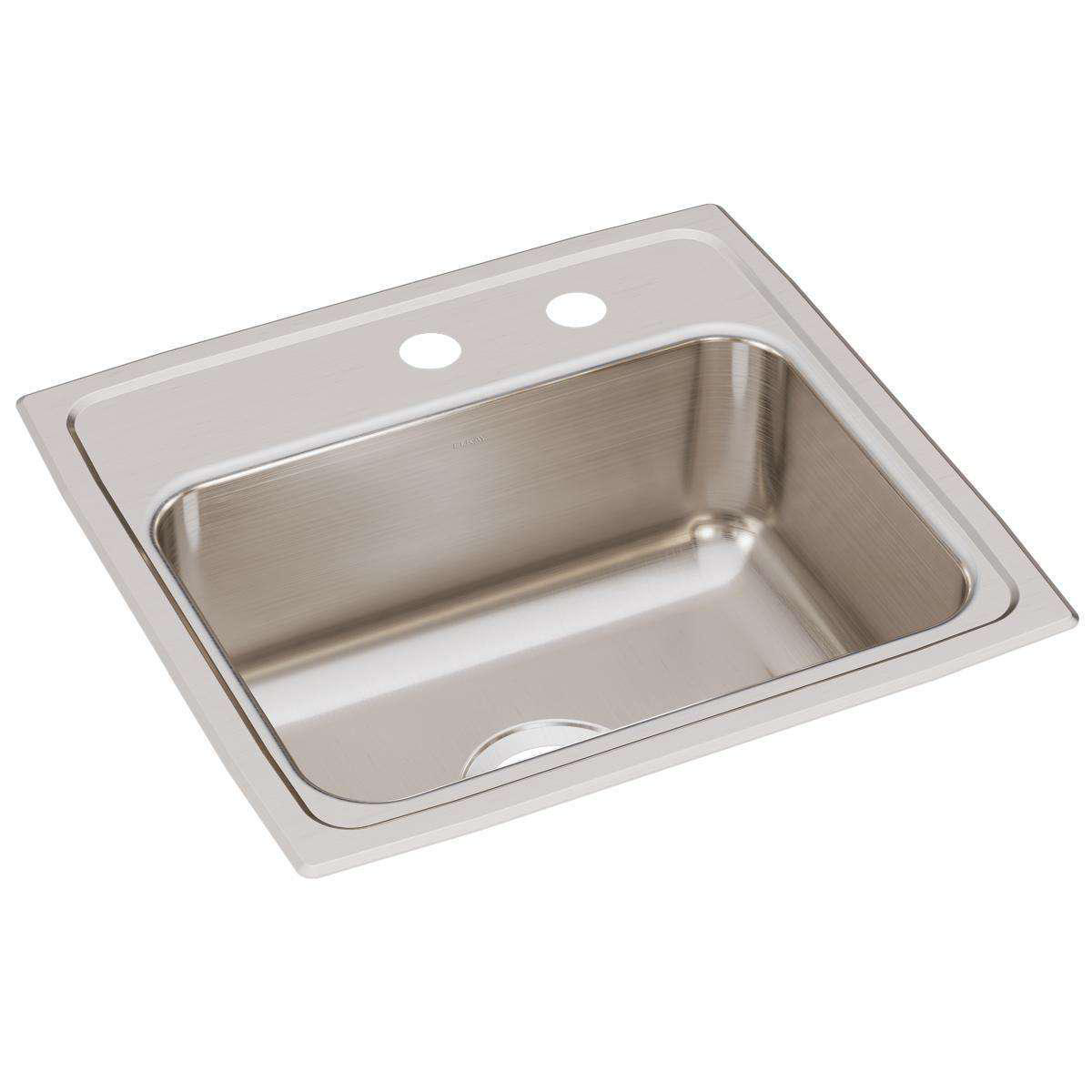 Elkay Lustertone Classic Stainless Steel 198221 x 188221 x 7-588221 MR2-Hole Single Bowl Drop-in Sink LR1918MR2