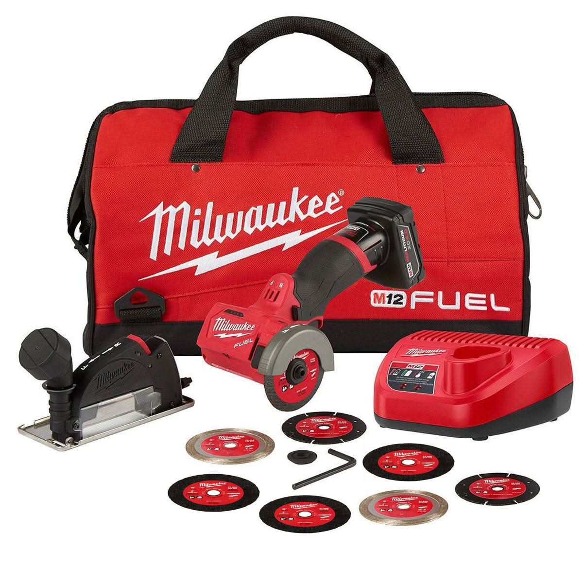 Milwaukee 2522-21XC M12 FUEL 3 in Compact Cut Off Tool 40Ah Kit w 3-Pack Blades