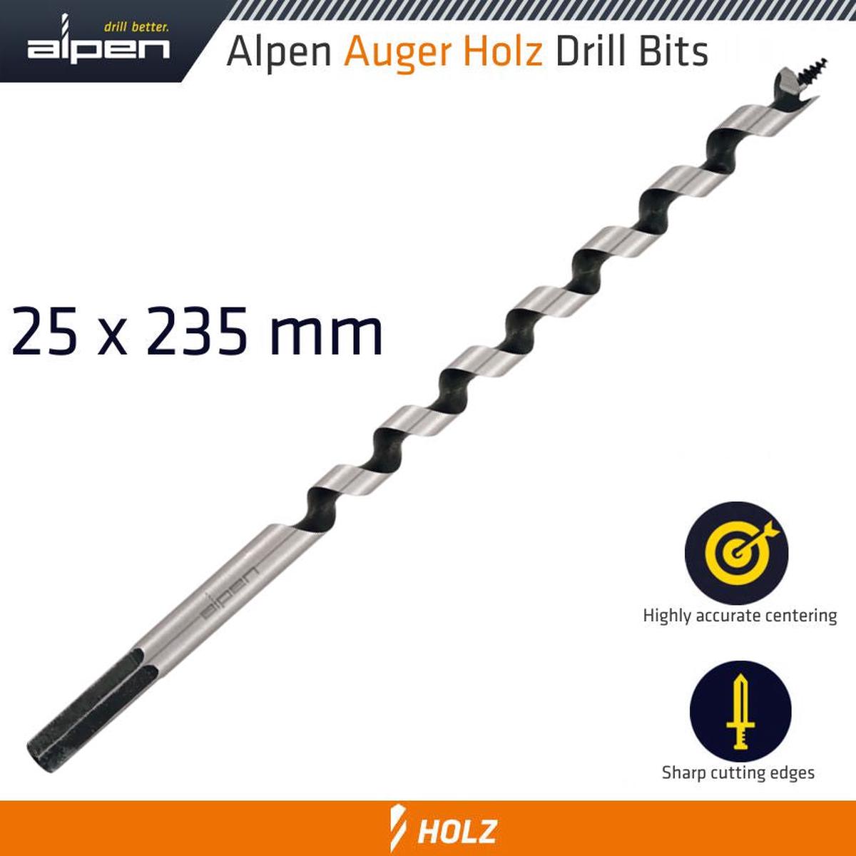 ALPEN WOOD AUGER DRILL BIT 25 X 235MM ALP21625