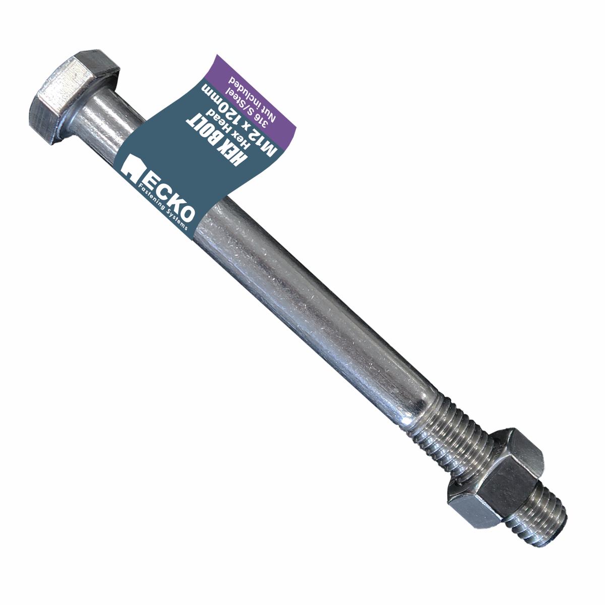 Ecko Engineering Bolt And Nut M12 X 130Mm 316 Stainless (50 Pack)