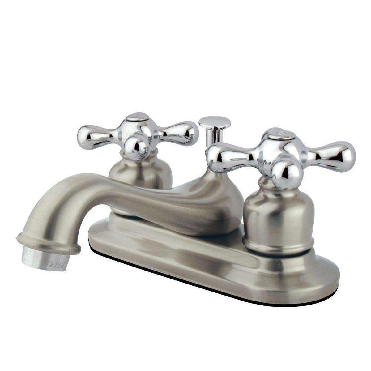 Kingston Brass GKB607AX 4 in. Centerset Bathroom Faucet, Brushed Nickel/Polished Chrome