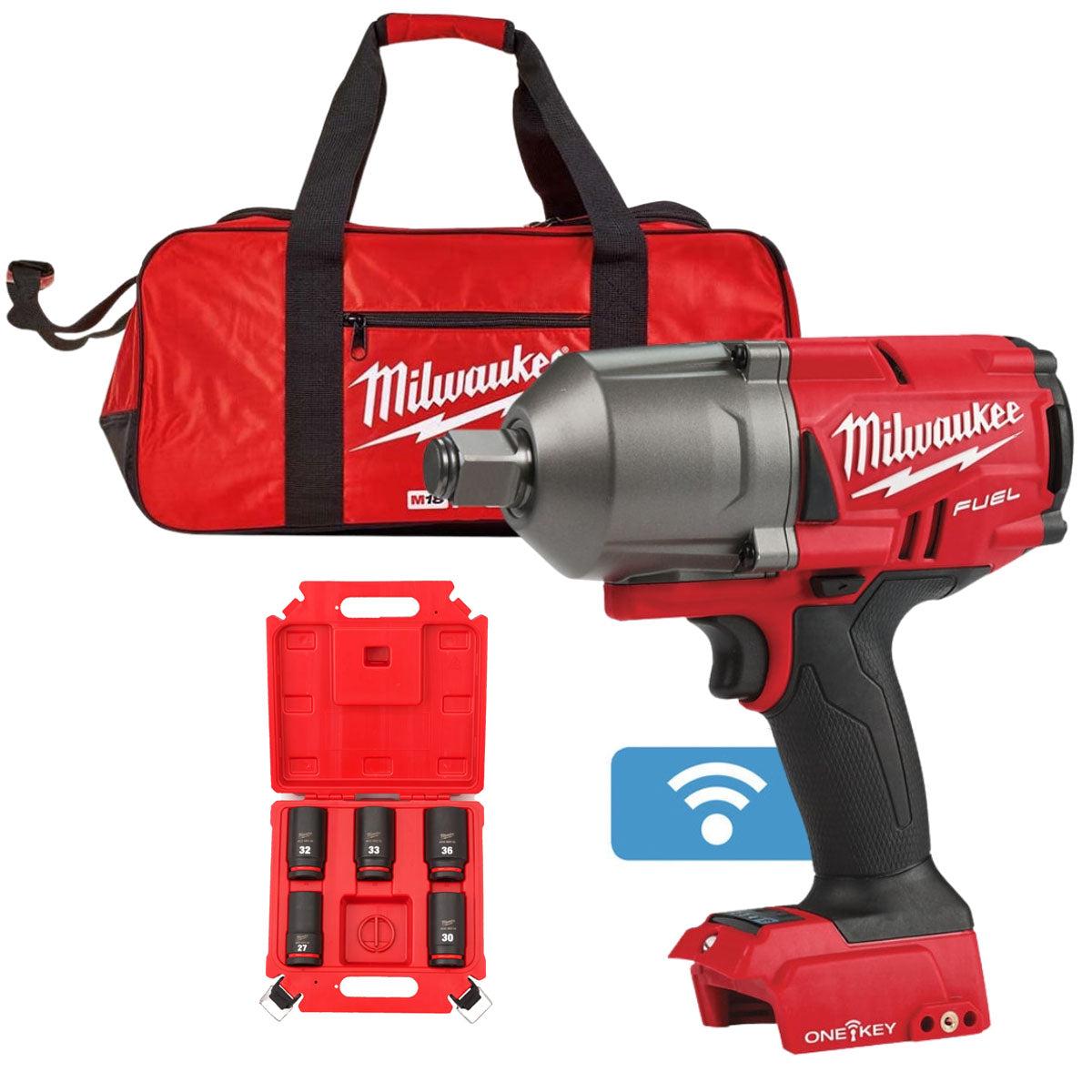 Milwaukee M18ONEFHIWF34-0B M18 FUEL 18V Brushless 34 Impact Wrench with 34 5 Piece Socket Set
