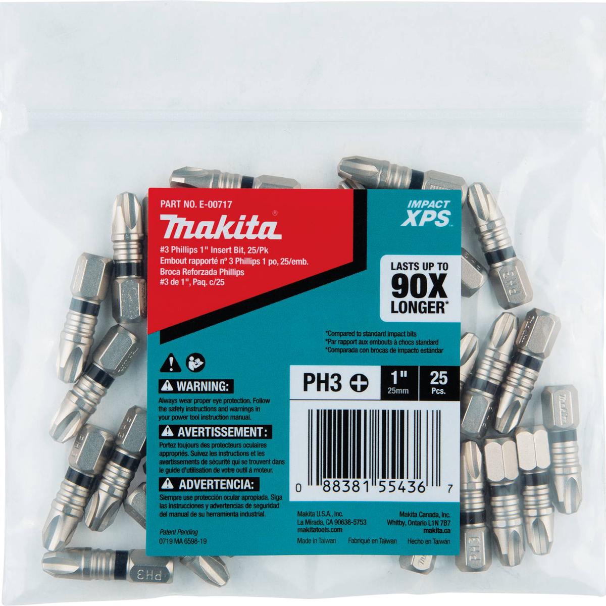 Impact XPS #3 Phillips 1" Insert Bit, 25/pk, Bulk