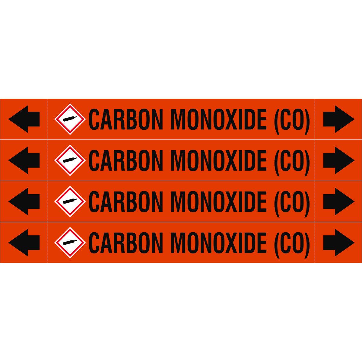 ASME Pipemarkers  Carbon Monoxide (CO) Black on Orange 230 mm  26 mm Brady | 312833