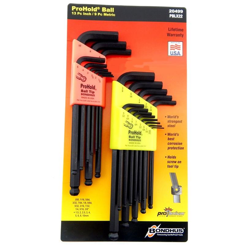 BONDHUS BALL DRIVER PROHOLD L-WRENCH 74937 (.050-3/8 INCH) & 74999 (1.5-10MM) BON BH20499