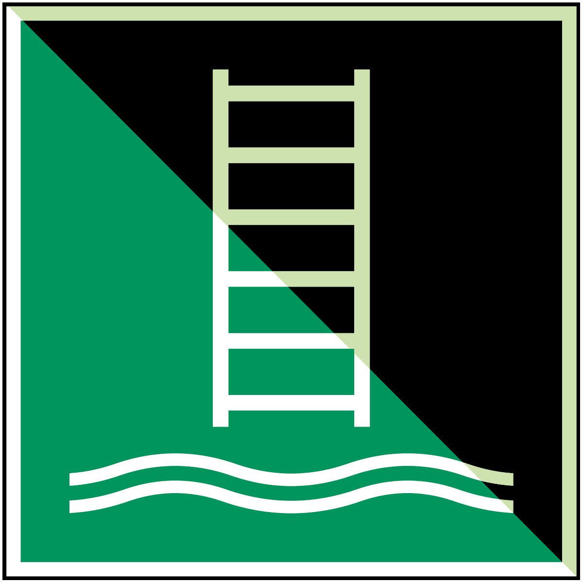 Brady ISO Safety Sign Embarkation Ladder | 150  150 mm | Photoluminescent on Green | 135232
