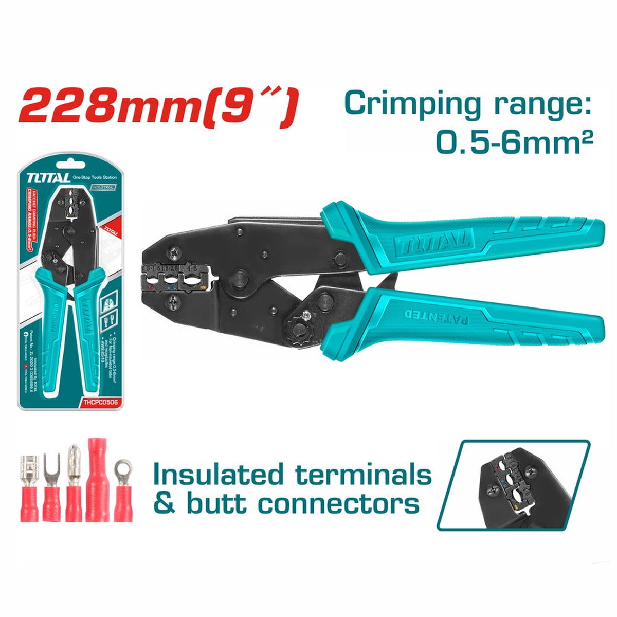 THCPJ0506 - CRIMPER RATCHET 22-10AWG FOR INSULATED TERMINALS 9INCH