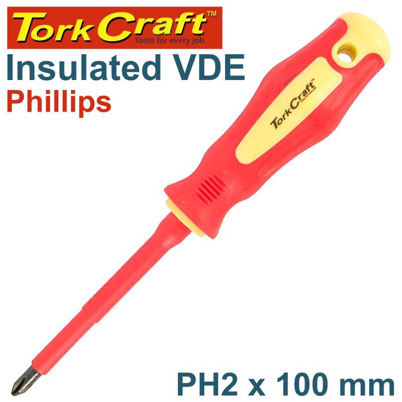 TORK CRAFT SCREWDRIVER INSULATED PHIL.NO.2 X 100MM VDE TC16033