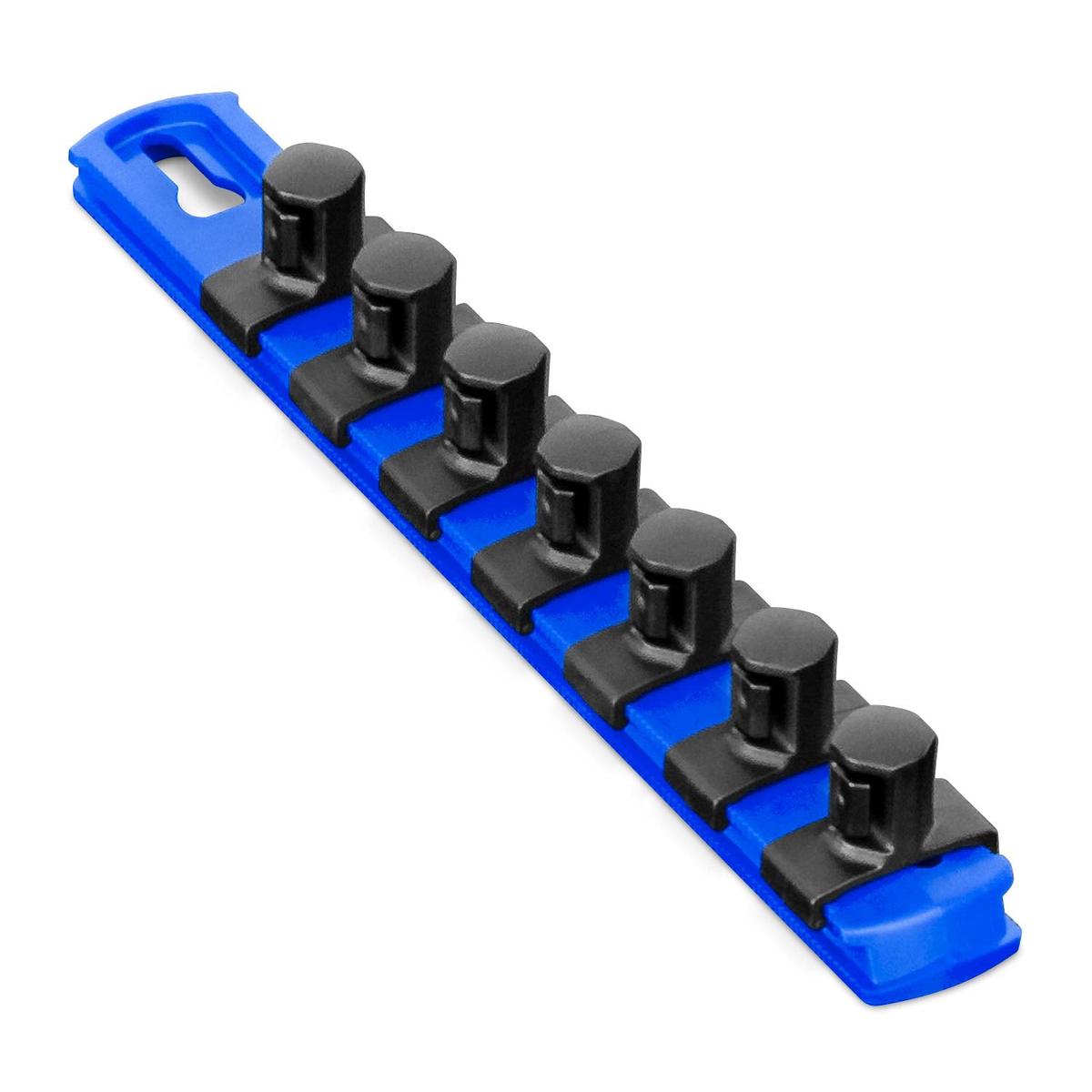 Ernst Manufacturing 8-Inch Magnetic Socket Organizer with 7 1/2-Inch Twist Lock Clips, Blue (8409M-Blue-1/2) 8-Inch 1/2-Inch Twist Clips Blue