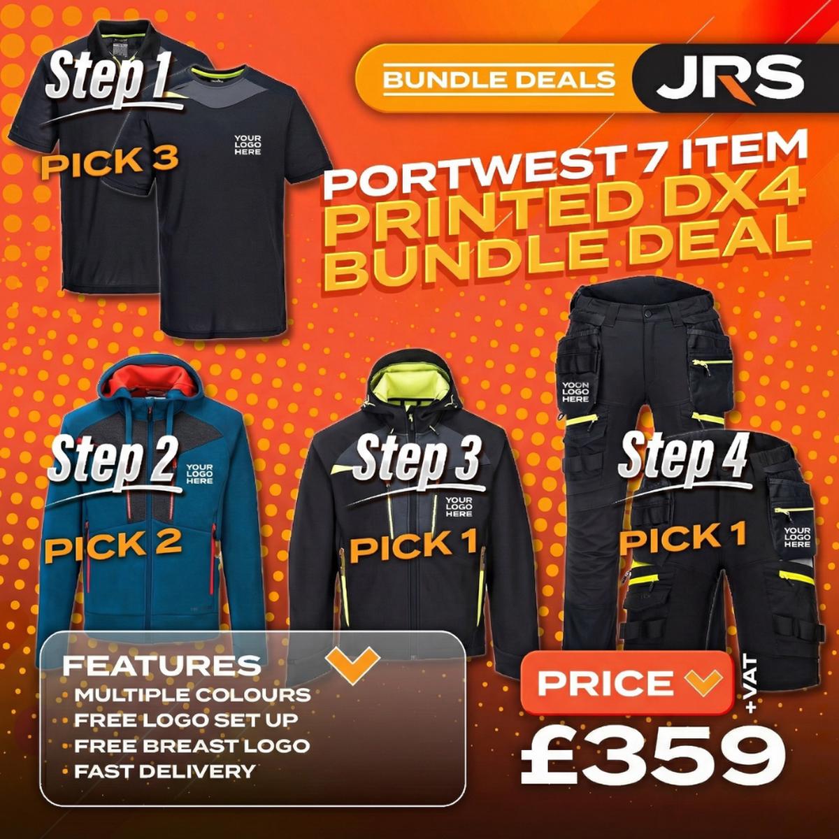 Portwest 7 Item Mix & Match -  Printed DX4 Bundle Deal with Free Company Logo