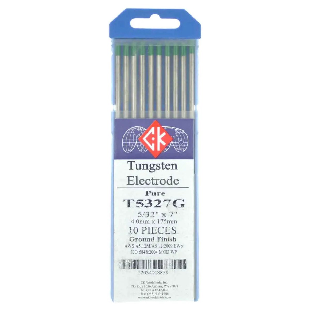 Pure Tungsten Electrode Five Thirty Second Inch By Seven Inch Ten Pack For AC TIG Welding Aluminum And Magnesium In Low To Medium Amperage Setups For Best Results
