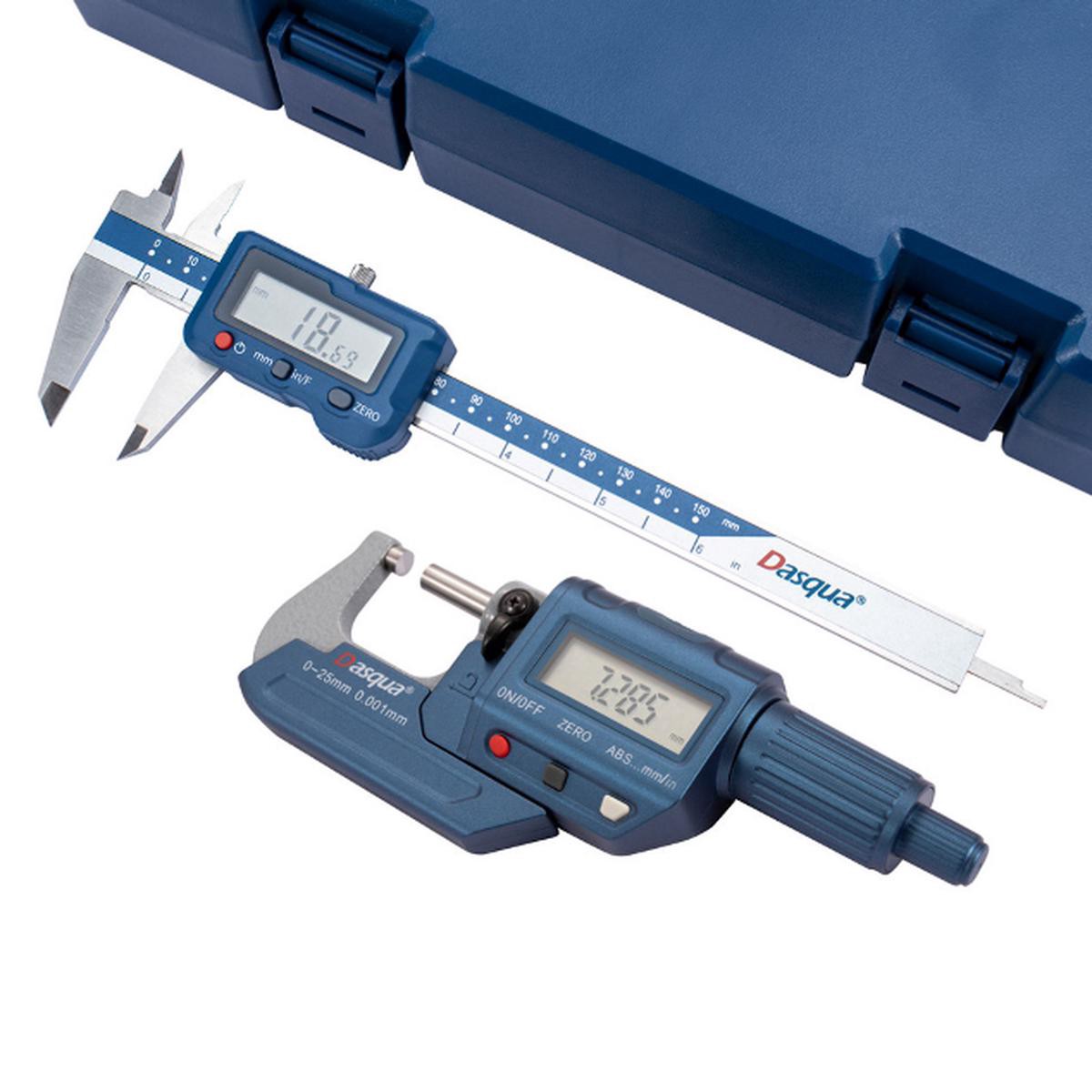 Trucut Heavy Duty Dasqua 2 Piece Measuring Set 8211 Digital Caliper Digital Micrometer 038 4 Piece Measuring Set 8211 CaliperMicrometerSquareRule 8211 2 Piece Measuring Set 8211 1 to 9units