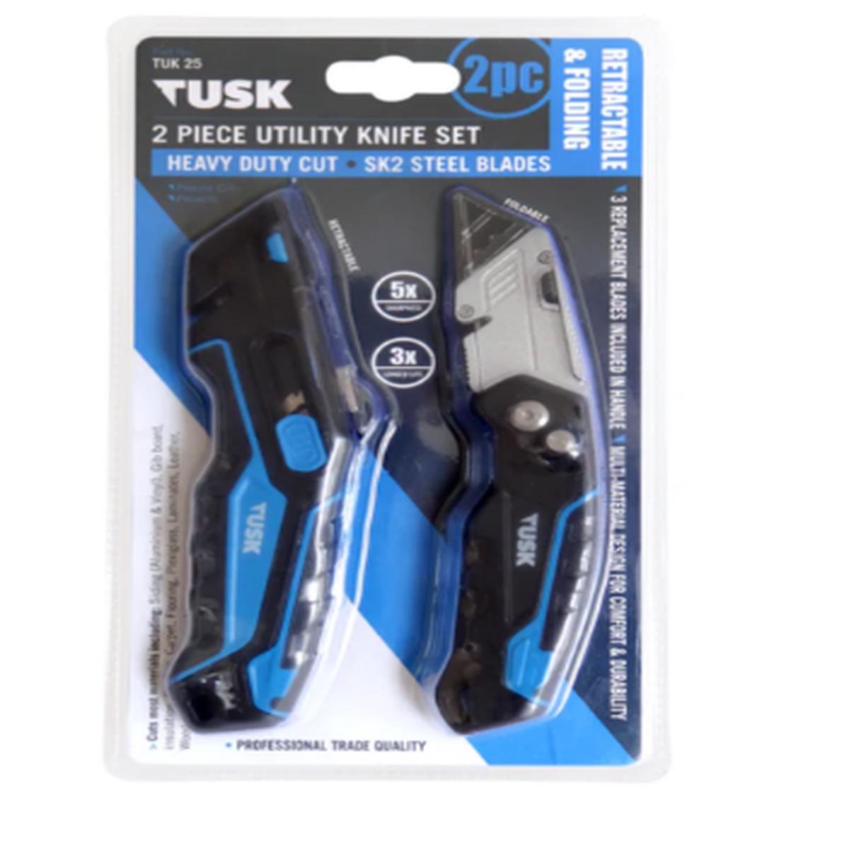 Tusk Heavy Duty Utility Knife Blades & Knife - 2pc Set ,10pc pack ,50pc pack & 100pc pack