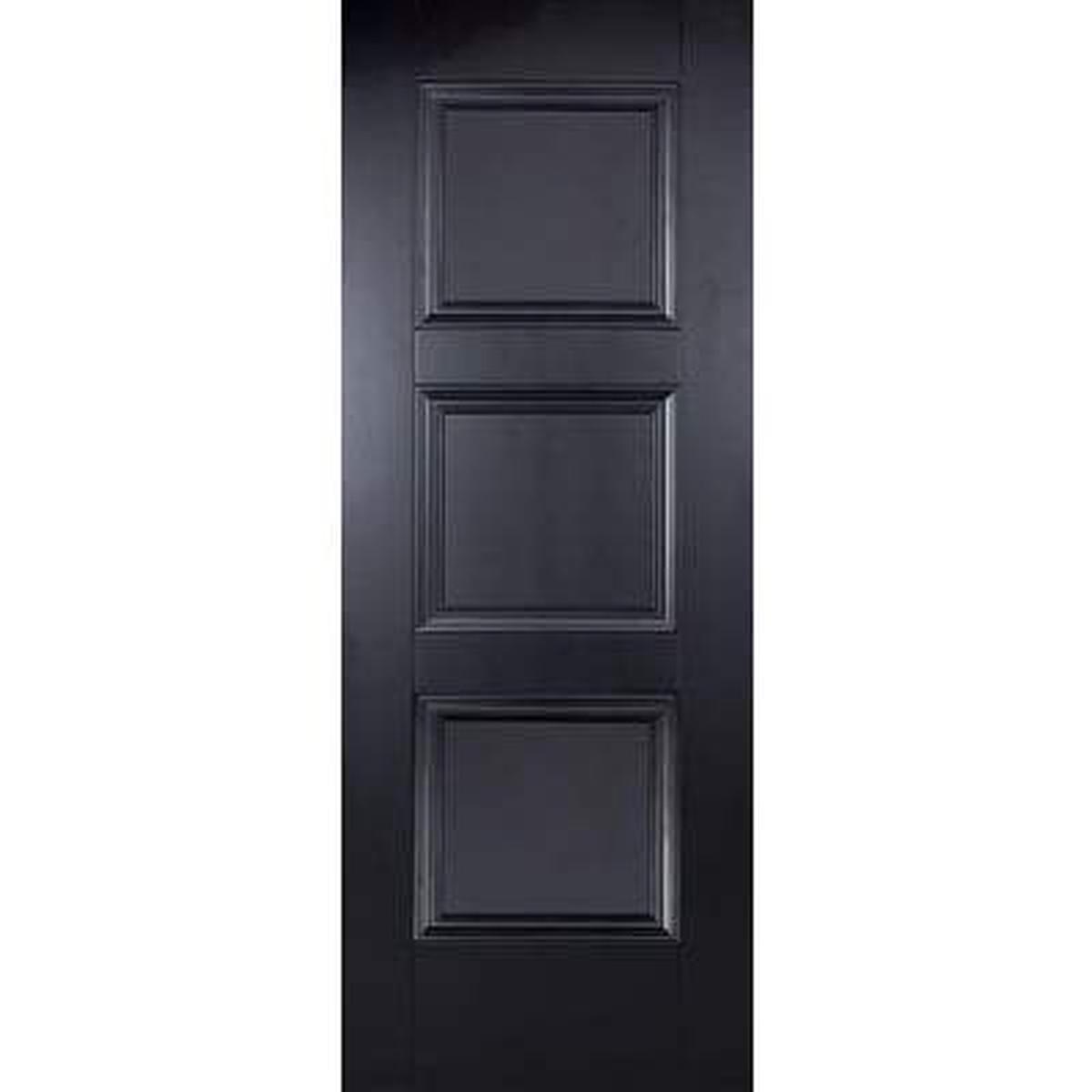 Amsterdam Black Primed 3 Panel Interior Fire Door FD30 - 1981mm x 762mm