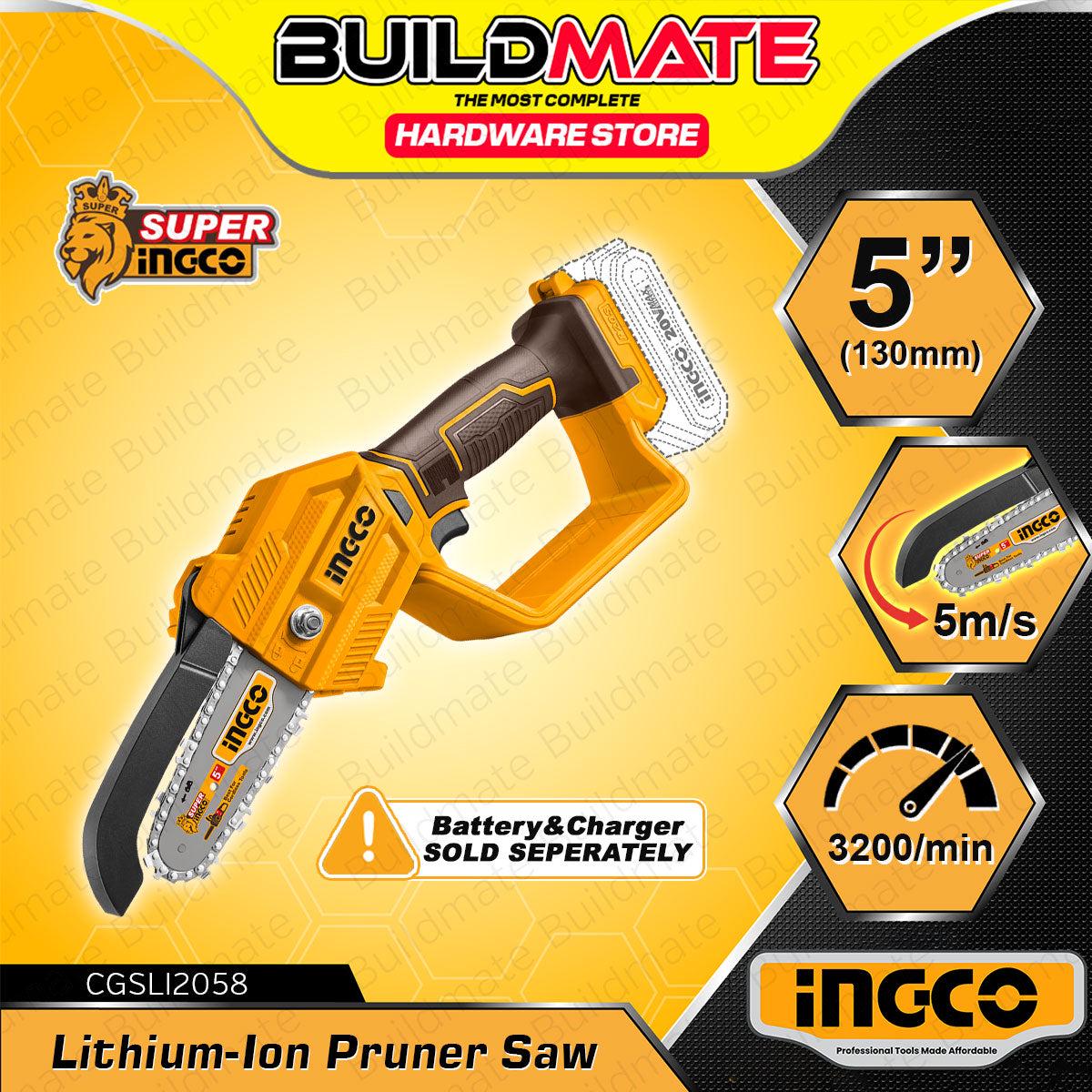 BUILDMATE Ingco Lithium-Ion Cordless 20V Pruner Saw 130mm Rechargeable Handheld Tree Pruning Branch Cutter Wood Garden Trimming Saw - ICPT