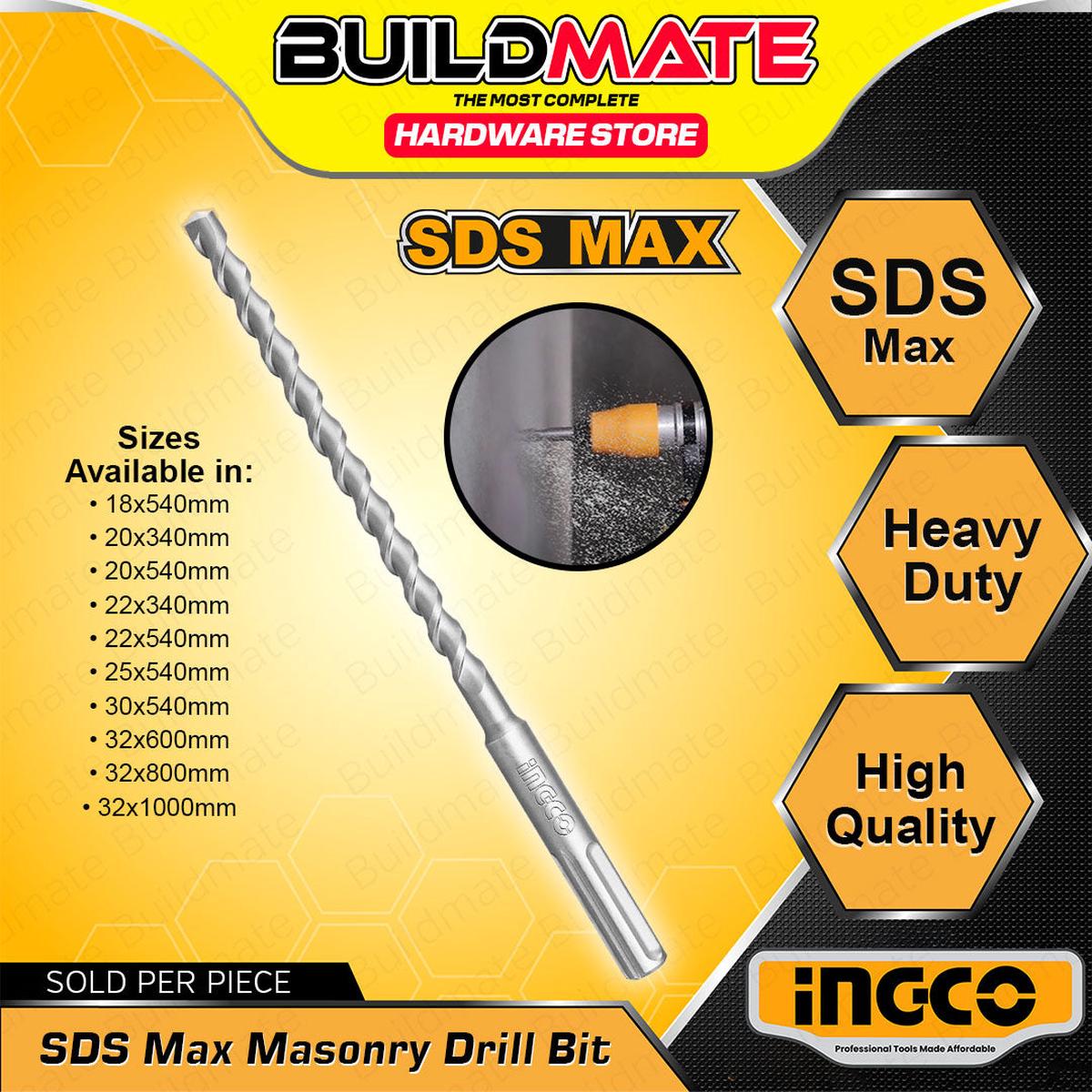 BUILDMATE Ingco SDS Max Masonry Hammer Drill Bit for Concrete Brick Stone Heavy Duty Drilling Bit SOLD PER PIECE - IHT