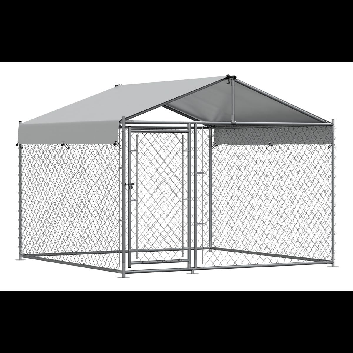 Dellonda DG281 Galvanised Steel Dog Kennel with Roof Cover & Chain Link Fencing