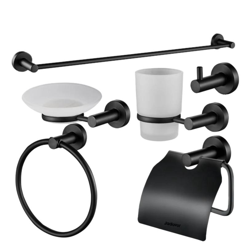 Jadever Bathroom Accessories Set 6 Pieces - Black