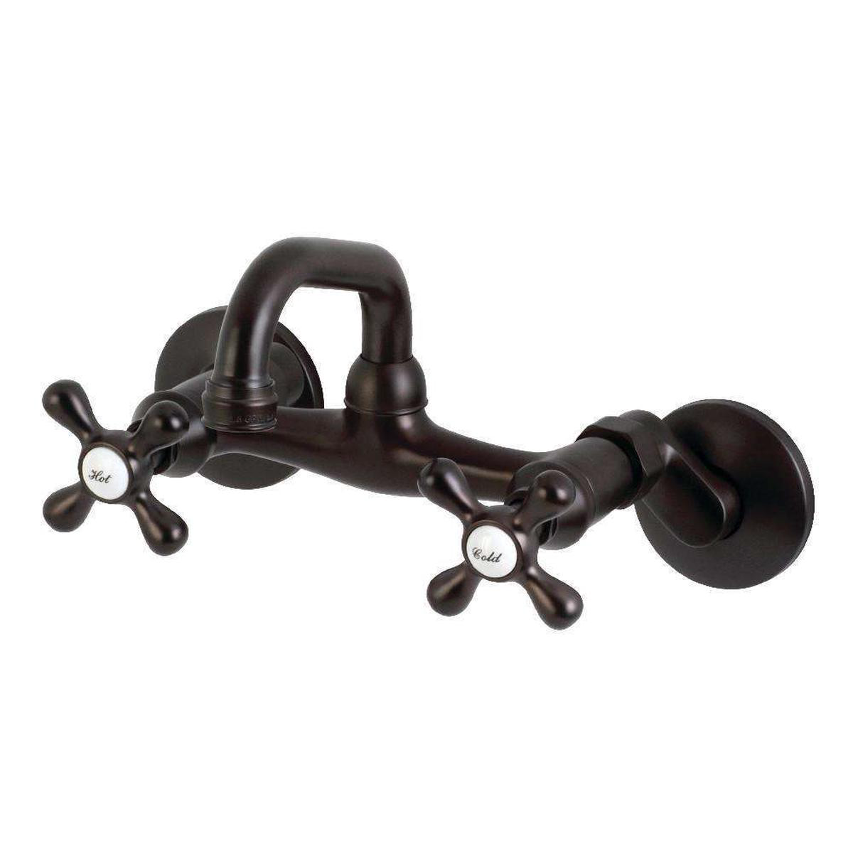 Kingston Brass KS212ORB Two-Handle Wall Mount Bar Faucet Oil Rubbed Bronze