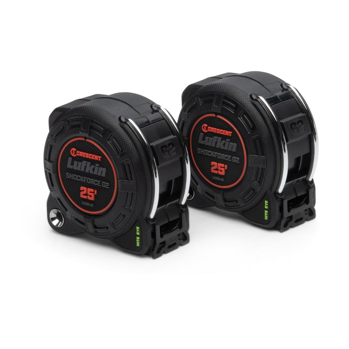 Lufkin Crescent Shockforce G2 25-ft Nite Eye 2 Pack Tape Measure Set 8211 L1225BSET2V-02