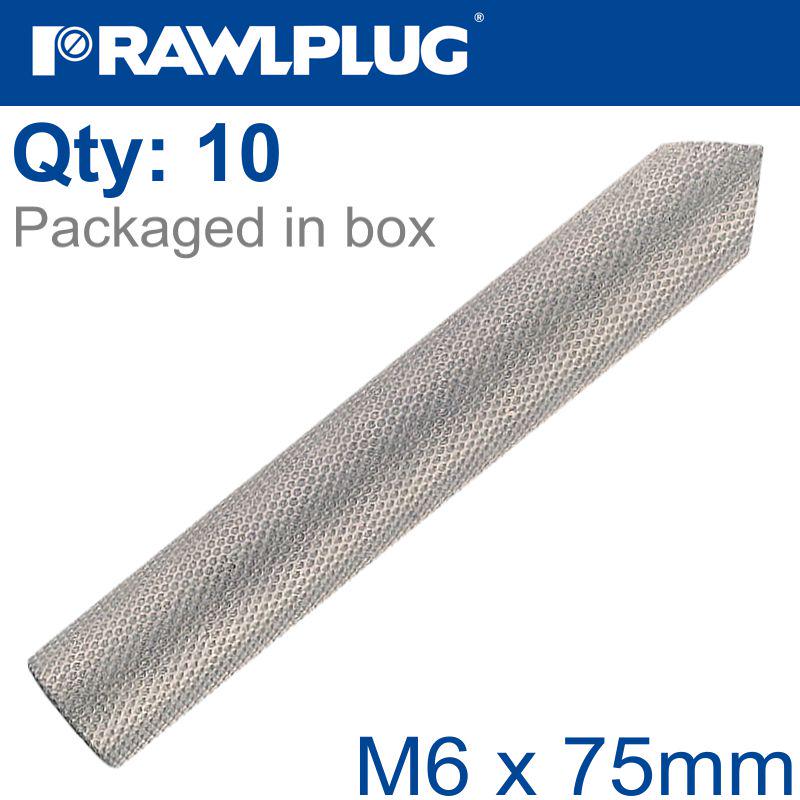 RAWLPLUG INTERNALY THREADED SOCKETS M6X75 A4 BOX OF 10 RAW R-ITS-A4-06075