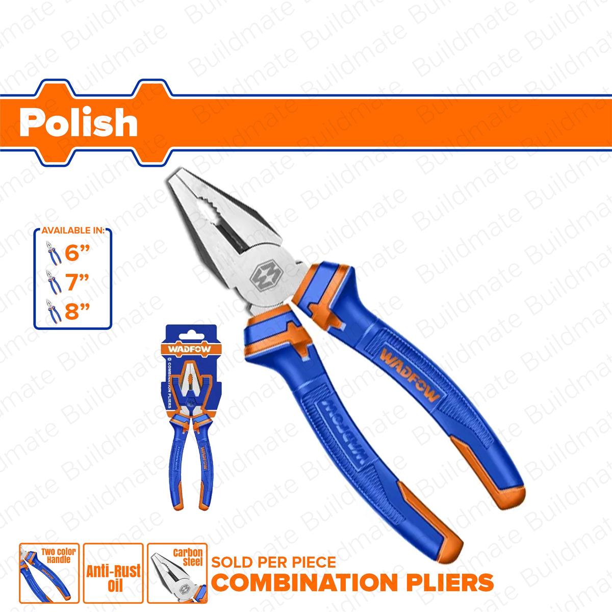 WADFOW 6"-8" Inch Combination Pliers Multifunction Polish and Anti-Rust Oil Heavy Duty Plier SOLD PER PIECE BUILDMATE WHT