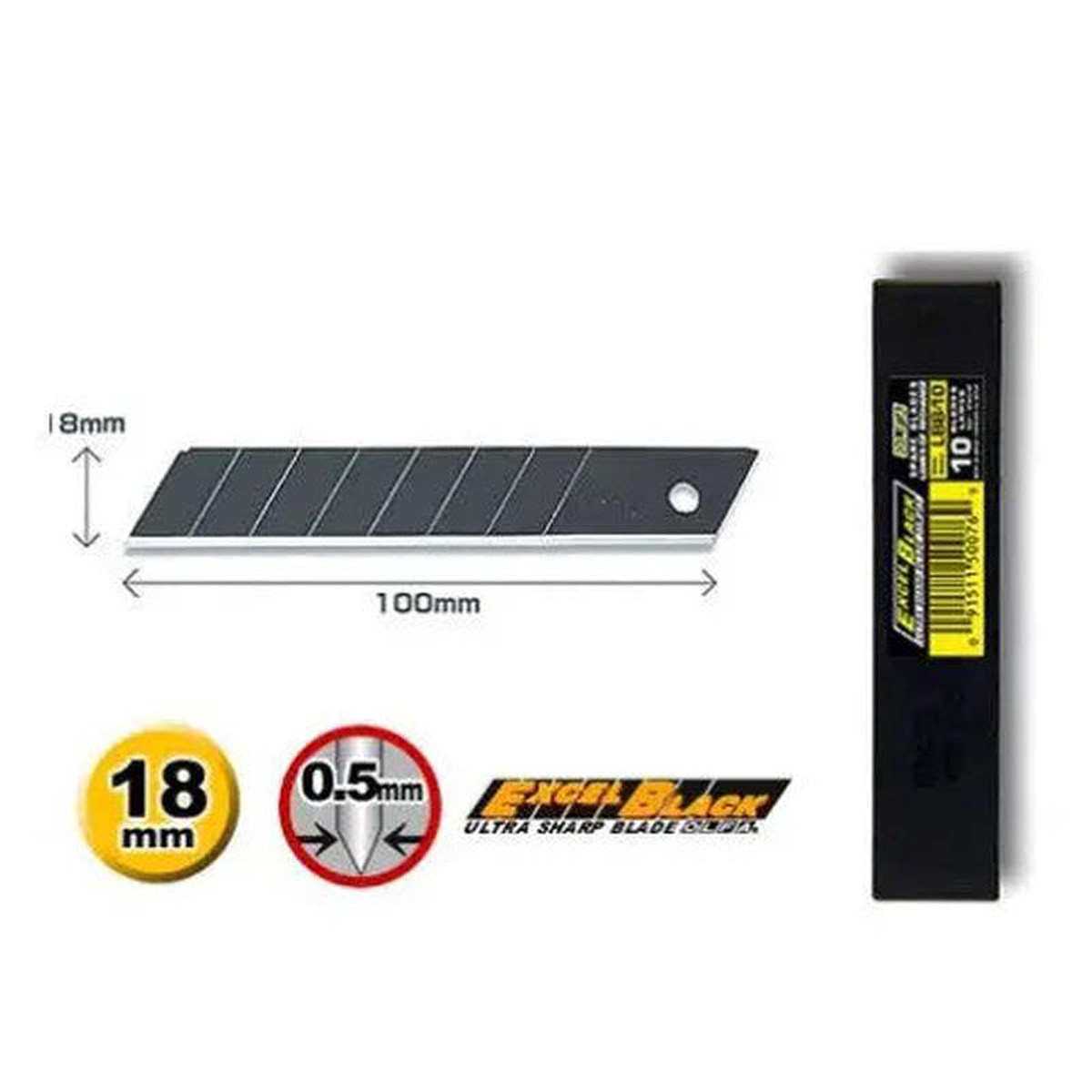 OLFA LBB-10 18mm Ultra-Sharp Black Snap Blade