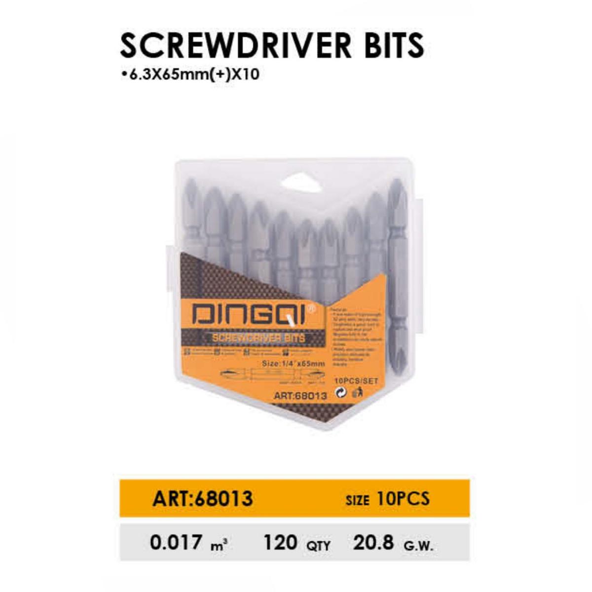10-piece 65mm screwdriver bit set (Denky)