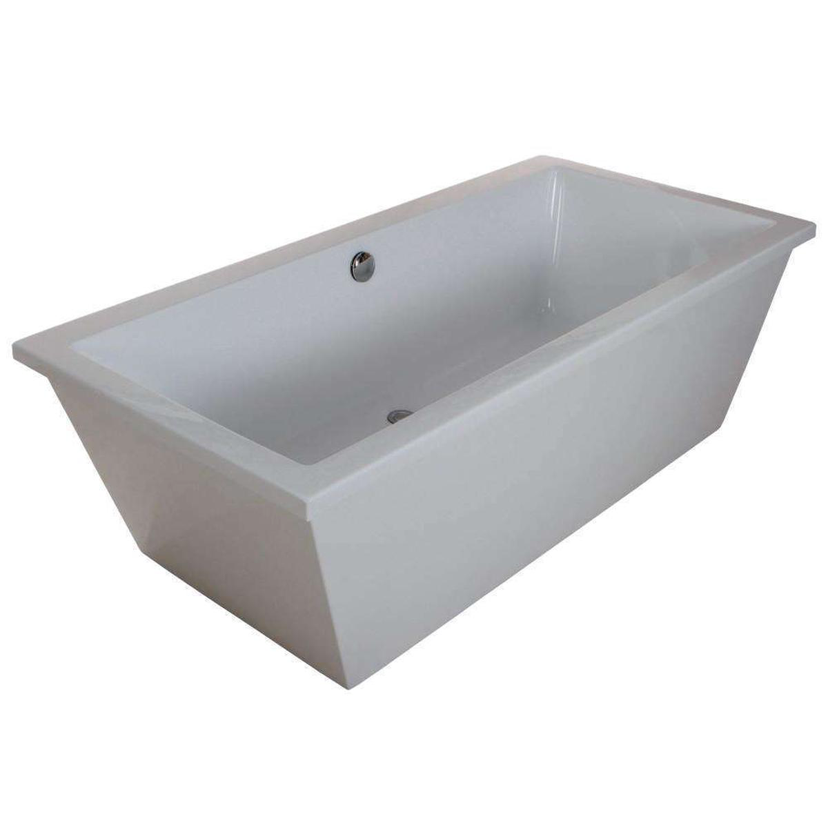 Aqua Eden VTSQ663422 66-Inch Acrylic Double Ended Freestanding Tub with Drain White