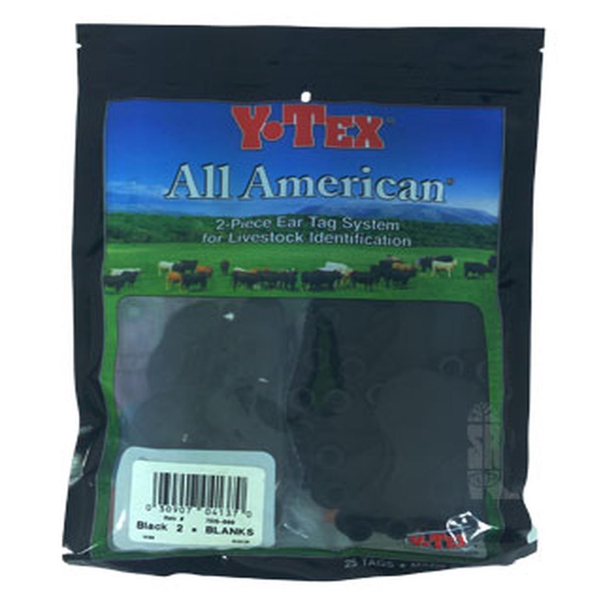 Y-Tex- Tag & Button 2 Star Blank Black