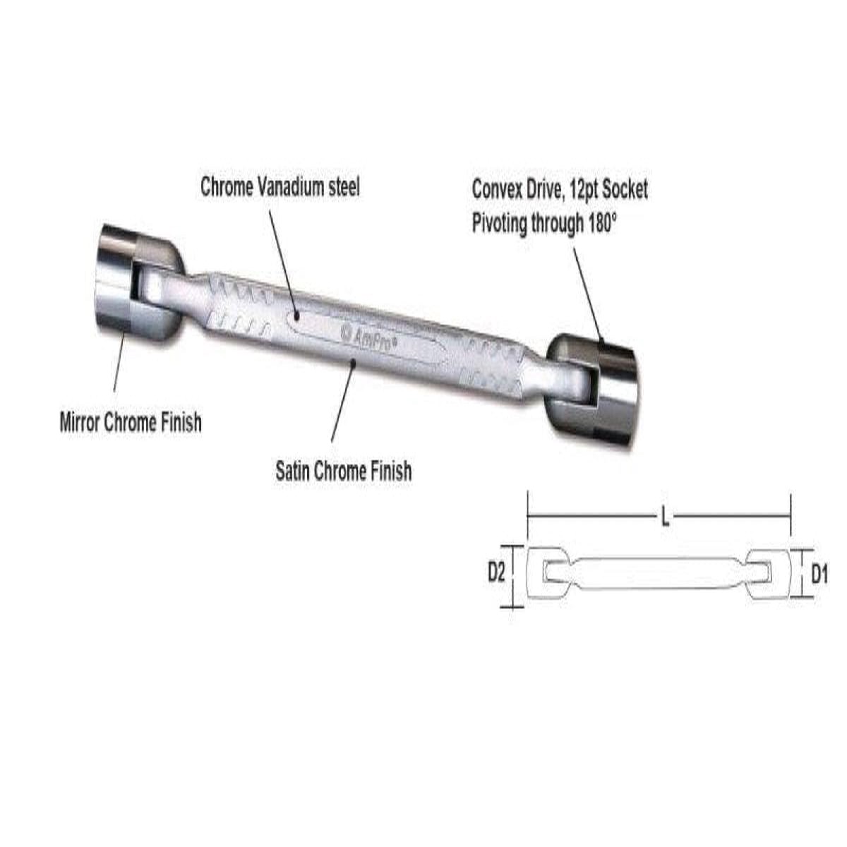 10Mm X 11Mm Swivel Socket Wrench AMPRO T40911