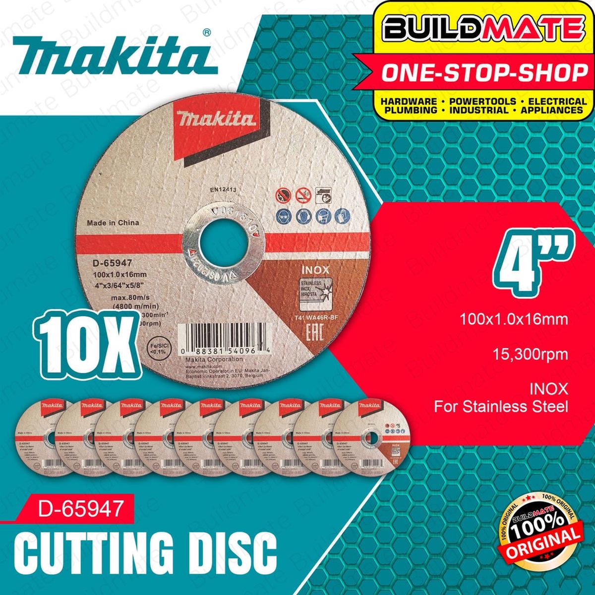 [10PCS] MAKITA Cutting Disc Cut Off Wheel 4" Inch Super Thin 100MMX1.0MM D-65948 BUILDMATE