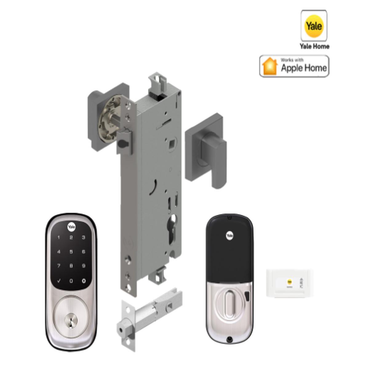 YALE ASSURE KEYED SMART-READY LOCK WITH APEX SQUARE LEVER SATIN NICKEL 038 MATT BLACK 8211 YRD226NRSNENTRP (satin nickel)