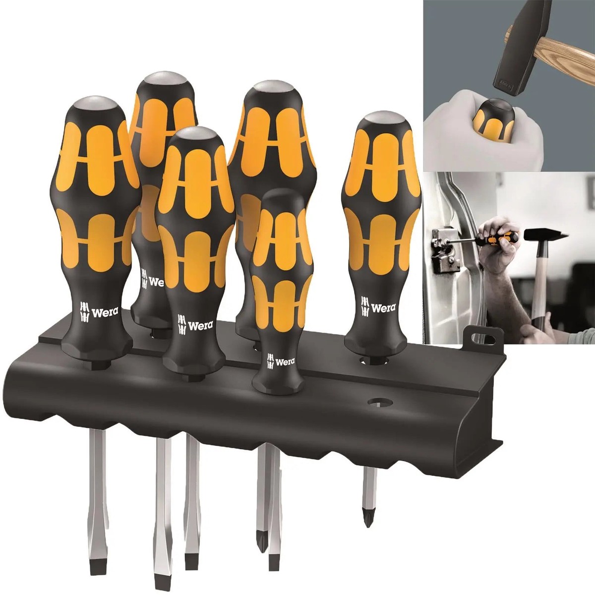 Wera Kraftform Chiseldriver Screwdriver Set and Rack 6 Piece Pozi Slotted