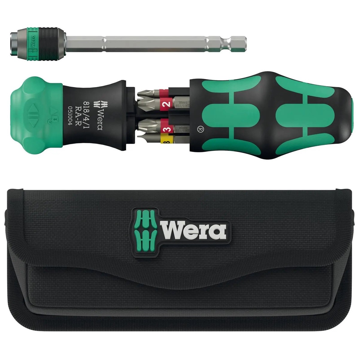 Wera Ratchet Screwdriver Set Kraftform Kompakt 25 RA-R with Pouch 6 Pieces PH SL