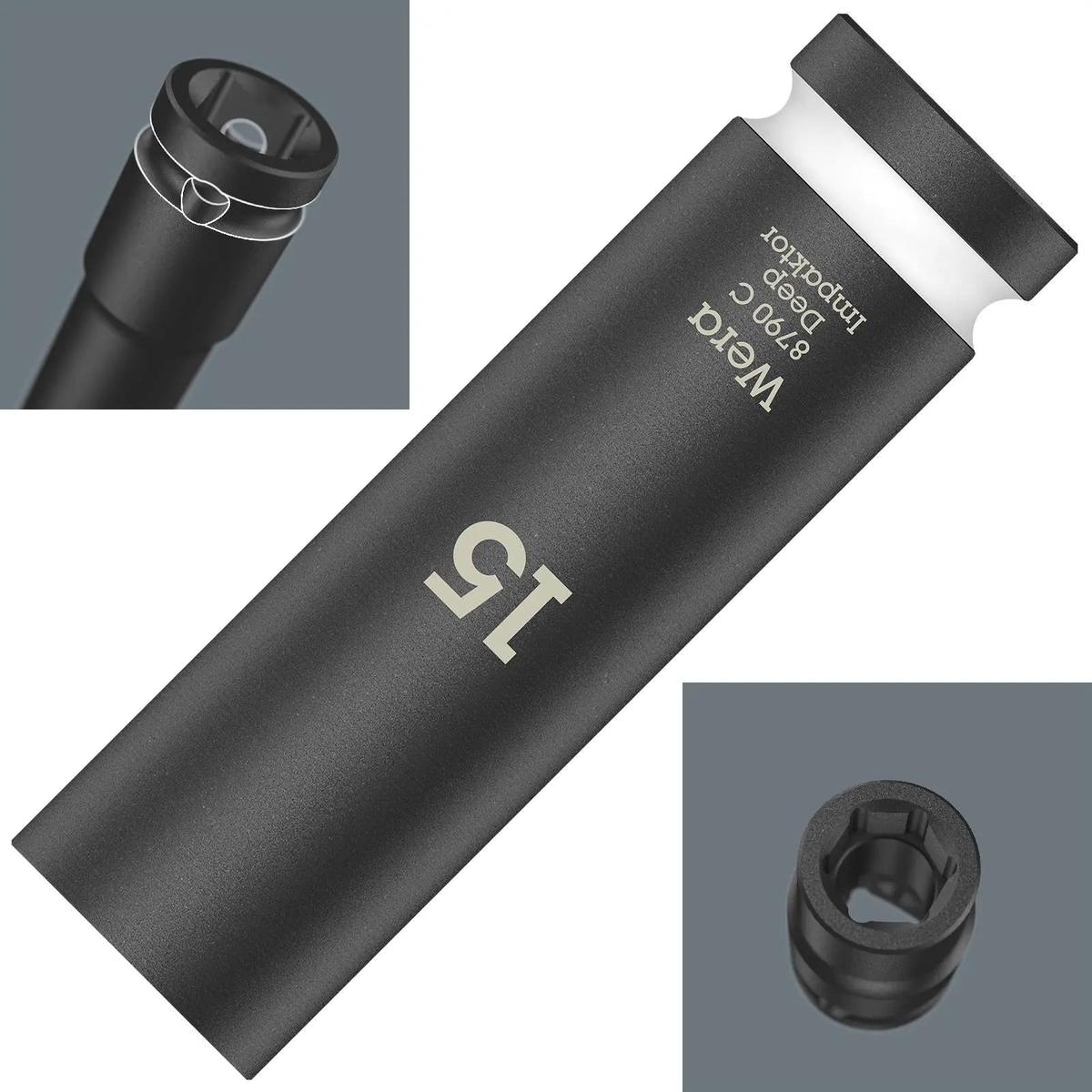 Wera Deep Impact Socket Impaktor with 1/2" Drive Zyklop 8790 C 15mm x 83mm