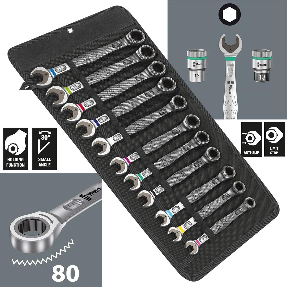 Wera Ratchet Combination Spanner Set 11 Piece 6000 Joker 11 Set 1 in Pouch 8-19mm
