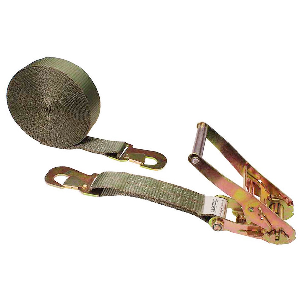 2" x 8' Car Tie Down Ratchet Strap with Flat Snap Hooks | Olive Drab