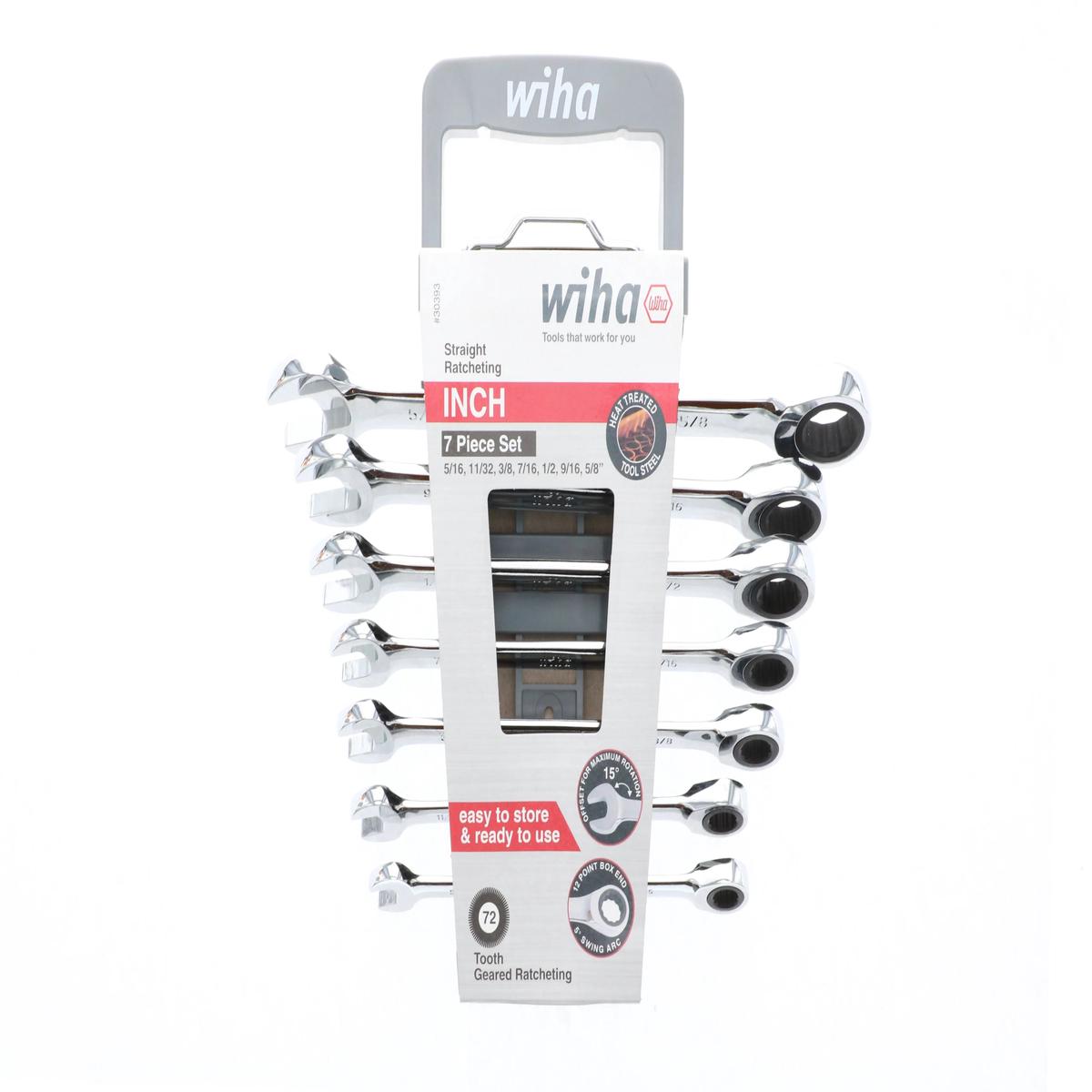 Wiha 30393, Combo Inch Ratchet Wrenches 7 Pc.