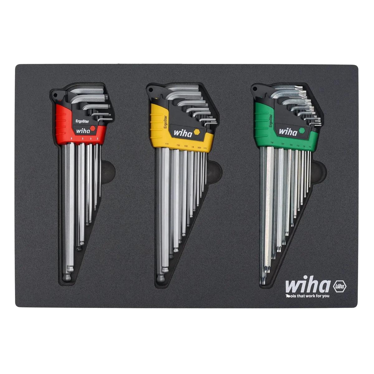 Wiha Set of 35 ErgoStar L-Key with Tray - Hex Metric, Hex SAE, Torx - WI 66979