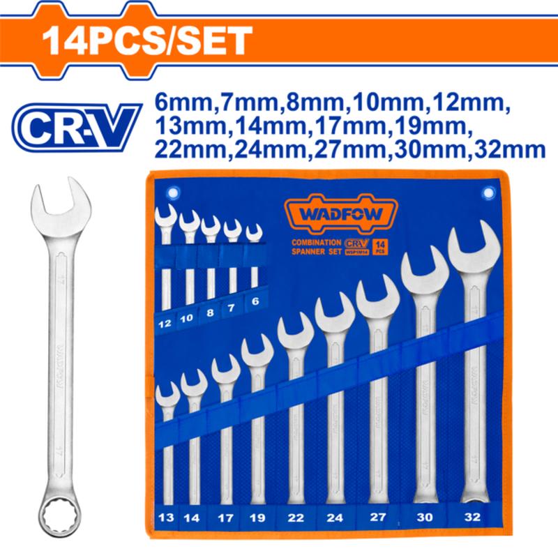 WSP1M14 (Wadfow 14 Pcs Combination spanner set 6-32mm  C8)