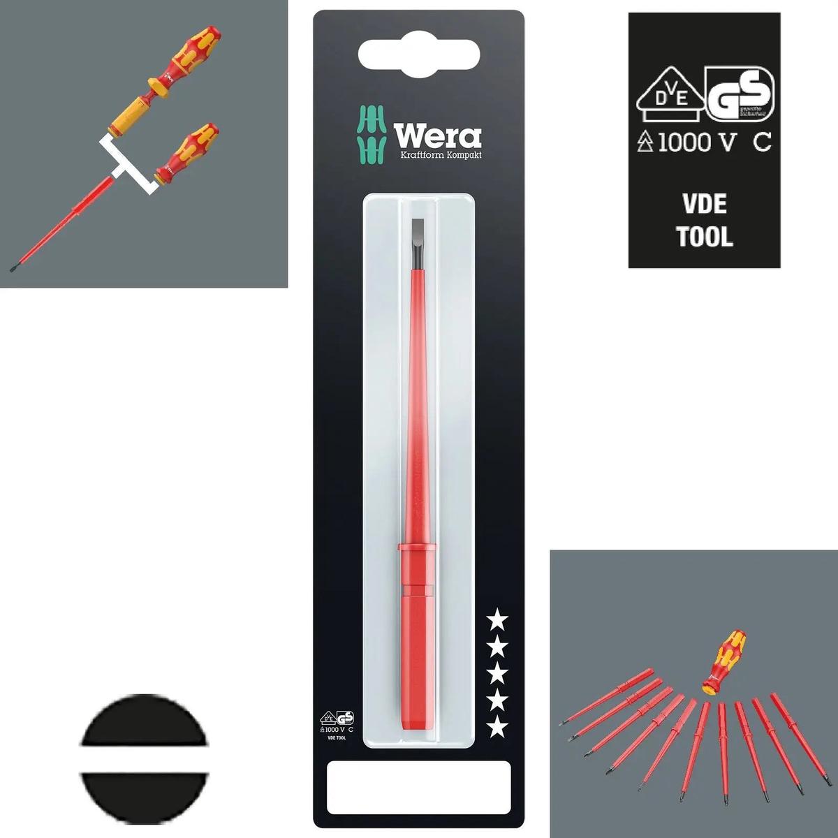 Wera Interchangeable Screwdriver Blade VDE Kraftform Kompakt Individual Phillips Pozi Slotted Torx Hex