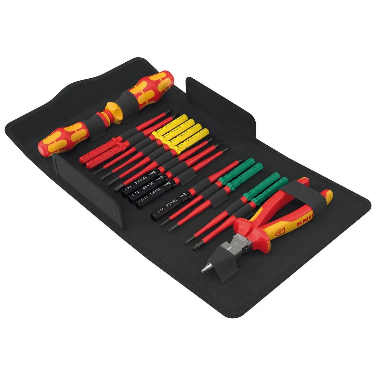 Wera VDE Screwdriver and Plier Set Kraftform Kompakt CDE 17 Extra Slim 2 Tool Finder 17 Pieces