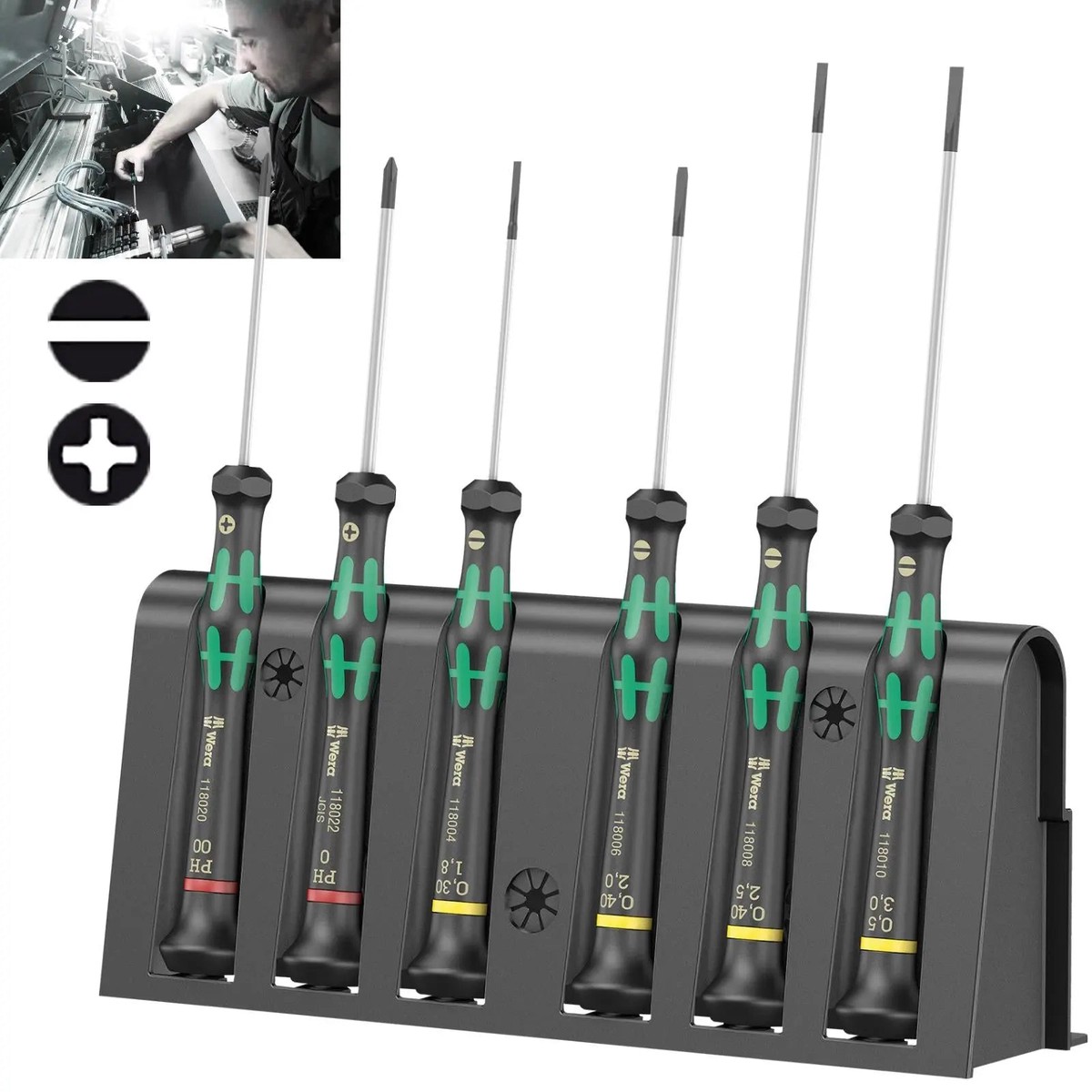 Wera Kraftform Micro Screwdriver Set 6 Piece Phillips Slotted 2035/6 A
